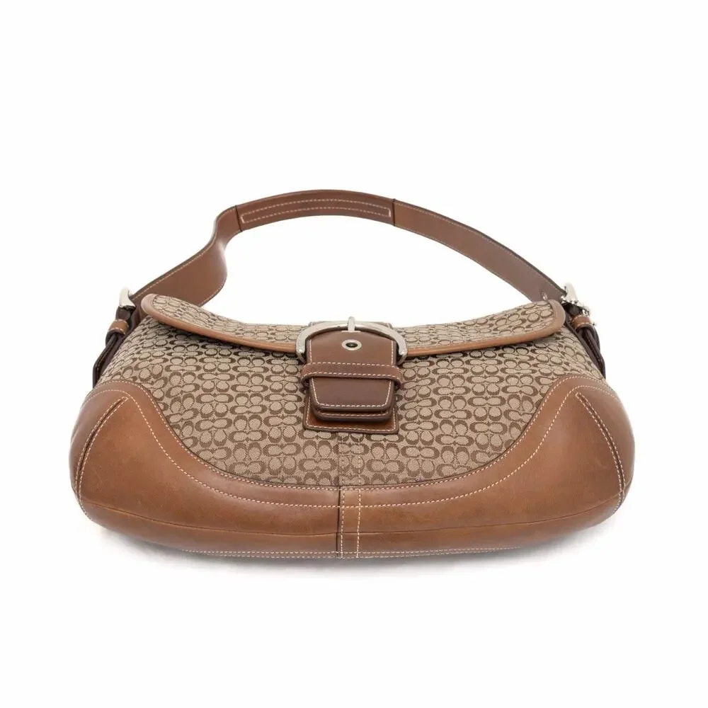 COACH 6808 Y2K Soho Brown Signature Leather Canvas Buckle Hobo Shoulder Bag RARE